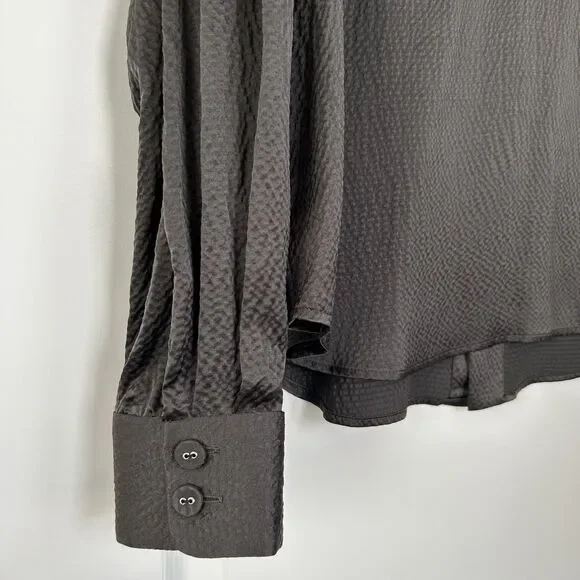 Rachel Comey Prina Top Silk Blouse Womens Size 10 Hammered Satin Dark Grey - Picture 5 of 16